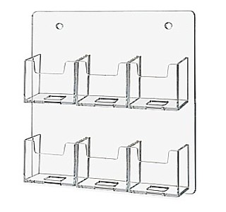WH6xBC-V Clear Acrylic Wallmount 6 Pocket Vertical Business Card Holders