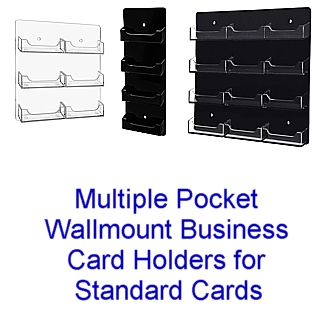 Clear and Colored Acrylic Wallmount Multiple Pocket Business Card Holders