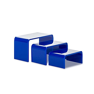 Blue Acrylic Wide Rectangular U Riser Set of 3 in Plexi or Lucite