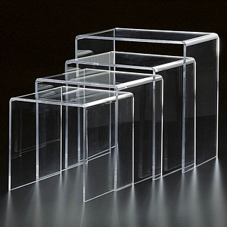 Clear Thick Acrylic Wide Rectangular U Riser Set of 4 in Plexi or Lucite