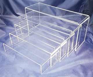 Clear Thick Acrylic Wide Rectangular U Riser Set of 5 in Plexi or Lucite